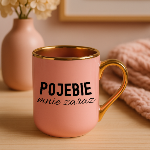 KUBEK ELEGANT RÓŻOWY POJE*IE MNIE ZARAZ - obrazek 2