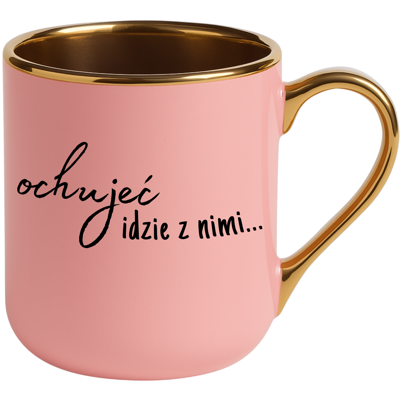 KUBEK RÓŻOWY ELEGANT OCH*JEĆ IDZIE Z NIMI