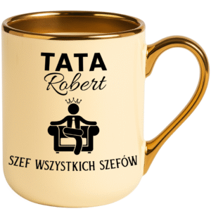 KUBEK ELEGANT KREMOWY DLA TATY OJCA Z IMIENIEM PERSONALIZOWANY