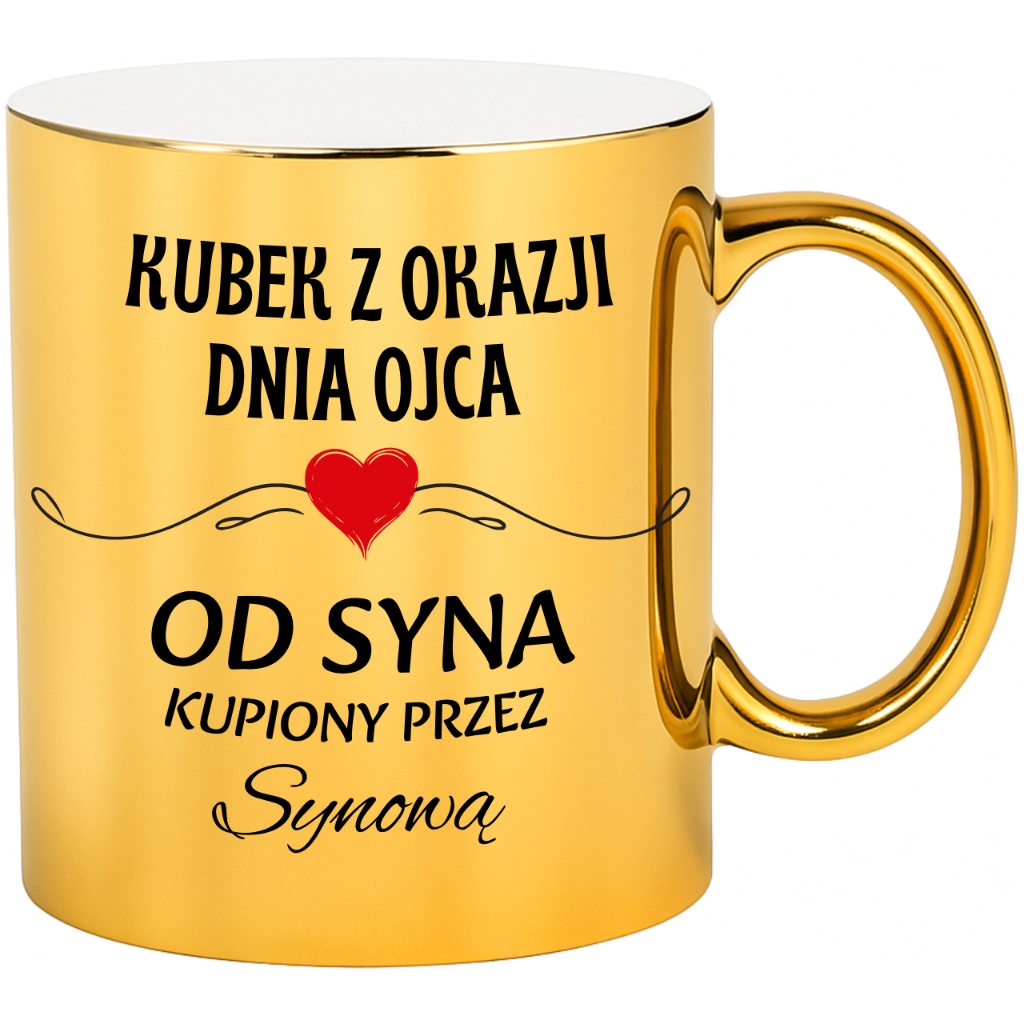 ZŁOTY KUBEK Z OKAZJI DNIA OJCA OD SYNA KUPIONY PRZEZ SYNOWĄ NA PREZENT