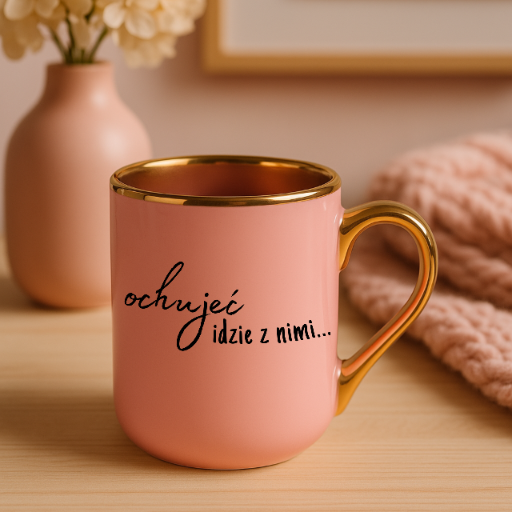 KUBEK RÓŻOWY ELEGANT OCH*JEĆ IDZIE Z NIMI - obrazek 2