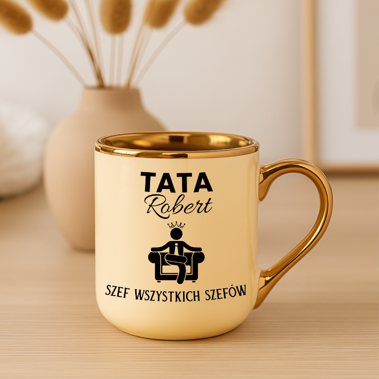 KUBEK ELEGANT KREMOWY DLA TATY OJCA Z IMIENIEM PERSONALIZOWANY - obrazek 2