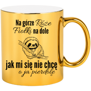 KUBEK ZŁOTY NA GÓRZE RÓŻE FIOŁKI NA DOLE