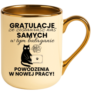 KUBEK KREMOWY ELEGANT POŻEGNANIE Z PRACY GRATULACJE