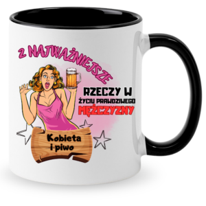 Kubek czarny combo śmieszny na prezent ”2 NAJWAŻNIEJSZE”
