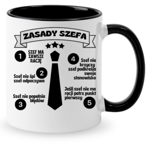 Kubek dla szefa, idealny na prezent ”ZASADY SZEFA”