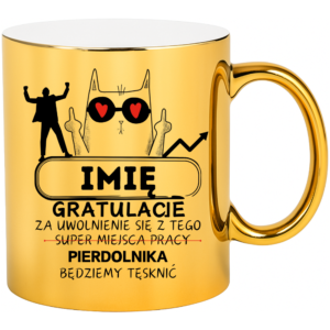 Kubek na pożegnanie z pracy z imieniem, na prezent