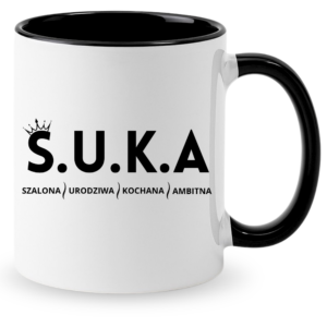 Kubek czarny combo śmieszny na prezent ”S.U.K.A”