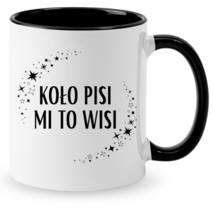 Kubek czarny combo śmieszny na prezent ”KOŁO PISI MI TO WISI”
