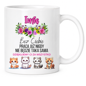 Kubek na pożegnanie z pracy z imieniem, na prezent