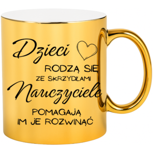 Kubek złoty na prezent z okazji dnia nauczyciela – dla nauczycielki wychowawcy pedagoga
