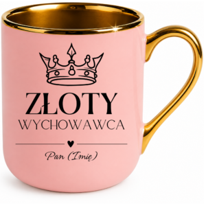 Kubek różowy na prezent z okazji dnia nauczyciela – dla nauczycielki z imieniem personalizowany