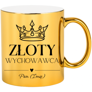 Kubek złoty na prezent z okazji dnia nauczyciela – dla nauczycielki z imieniem personalizowany