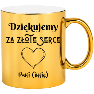 Kubek złoty na prezent z okazji dnia nauczyciela – dla nauczycielki z imieniem personalizowany