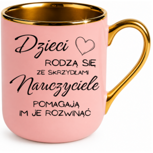 Kubek różowy na prezent z okazji dnia nauczyciela – dla nauczycielki wychowawcy pedagoga