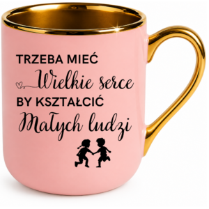 Kubek różowy na prezent z okazji dnia nauczyciela – dla nauczycielki wychowawcy pedagoga