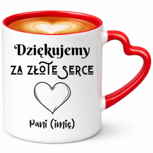 Kubek serce na prezent z okazji dnia nauczyciela - dla nauczycielki z imieniem personalizowany